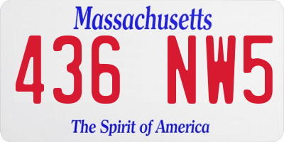 MA license plate 436NW5