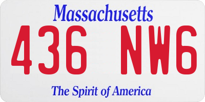 MA license plate 436NW6