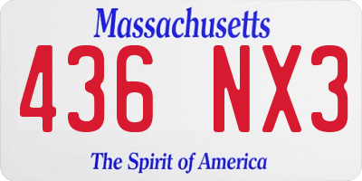 MA license plate 436NX3