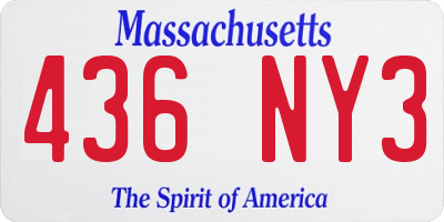 MA license plate 436NY3