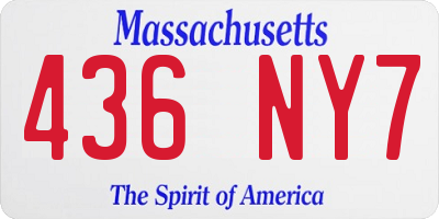 MA license plate 436NY7