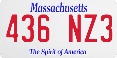 MA license plate 436NZ3