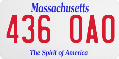 MA license plate 436OA0