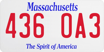 MA license plate 436OA3
