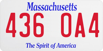 MA license plate 436OA4