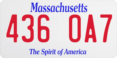 MA license plate 436OA7