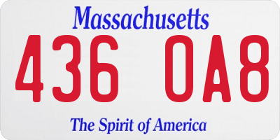 MA license plate 436OA8
