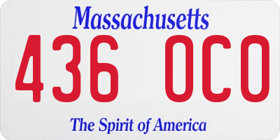 MA license plate 436OC0