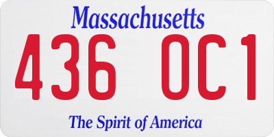 MA license plate 436OC1