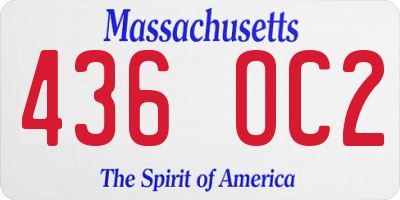 MA license plate 436OC2