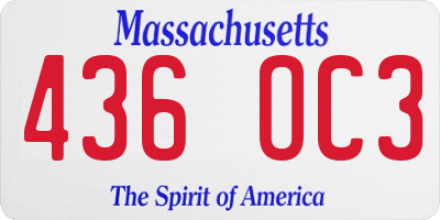 MA license plate 436OC3