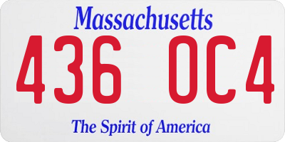 MA license plate 436OC4