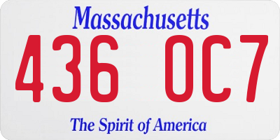 MA license plate 436OC7