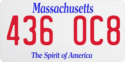 MA license plate 436OC8
