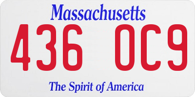 MA license plate 436OC9