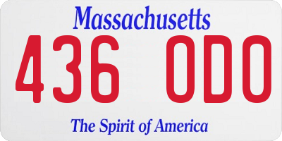 MA license plate 436OD0