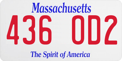 MA license plate 436OD2