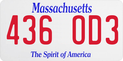 MA license plate 436OD3