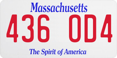 MA license plate 436OD4