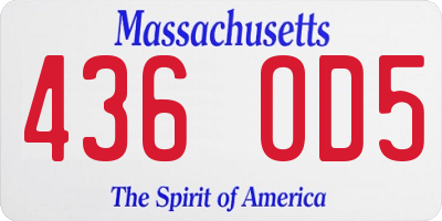 MA license plate 436OD5