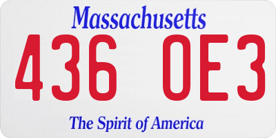 MA license plate 436OE3