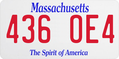 MA license plate 436OE4