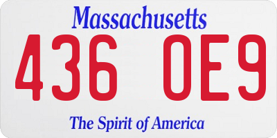 MA license plate 436OE9