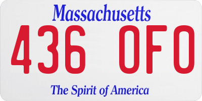 MA license plate 436OF0