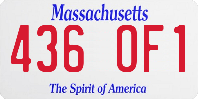 MA license plate 436OF1