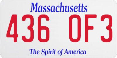 MA license plate 436OF3