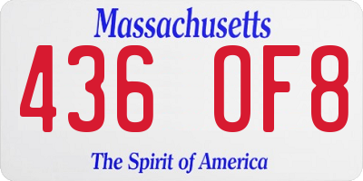 MA license plate 436OF8