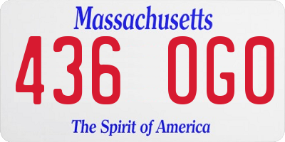 MA license plate 436OG0