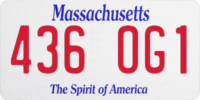 MA license plate 436OG1