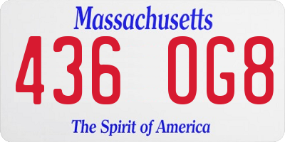MA license plate 436OG8