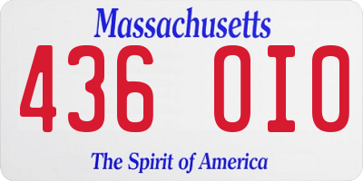 MA license plate 436OI0