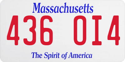 MA license plate 436OI4