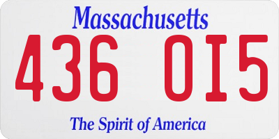 MA license plate 436OI5