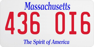 MA license plate 436OI6
