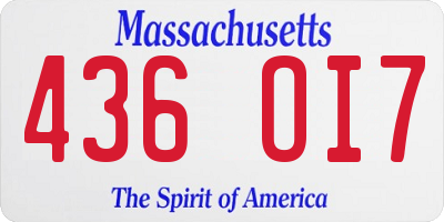 MA license plate 436OI7