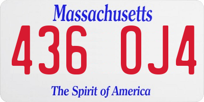 MA license plate 436OJ4