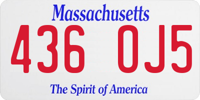 MA license plate 436OJ5