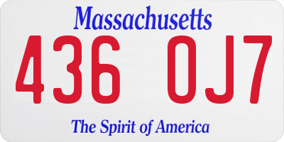 MA license plate 436OJ7