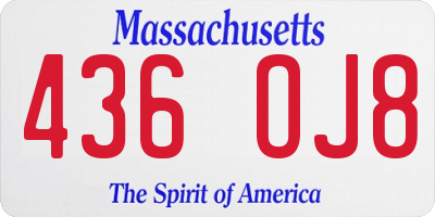 MA license plate 436OJ8