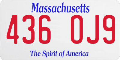 MA license plate 436OJ9