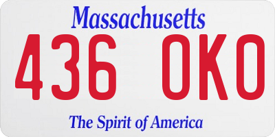 MA license plate 436OK0