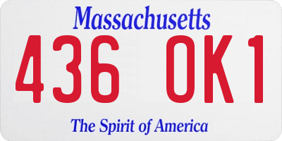 MA license plate 436OK1