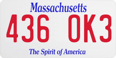 MA license plate 436OK3