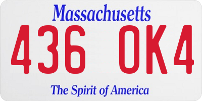MA license plate 436OK4