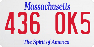MA license plate 436OK5