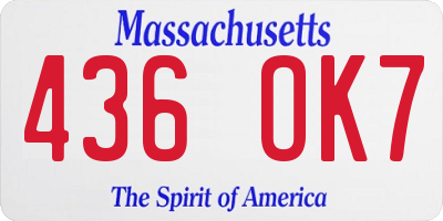 MA license plate 436OK7